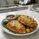 easy crispy parmesan chicken dinner featured