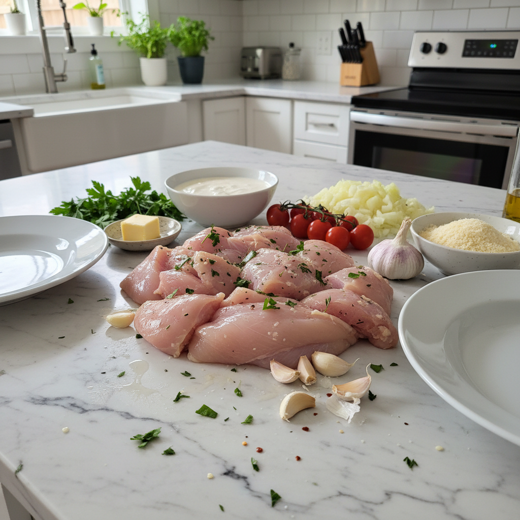Hearty One Pan Creamy Garlic Chicken Dinner 5 Recipe image