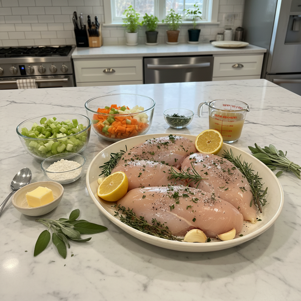 Homestyle Easy Oven Baked Chicken with Herb Gravy Dinner 5 Recipe image