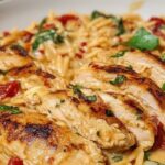 experience the ultimate creamy tuscan chicken orzo a one pan delight featured