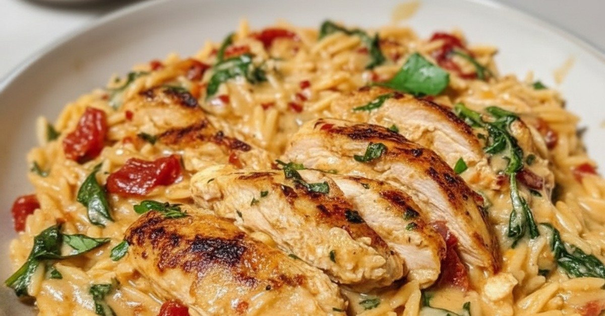 Experience the Ultimate Creamy Tuscan Chicken Orzo: A One-Pan Delight!