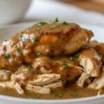 soul satisfying crockpot chicken and gravy comfort in every bite featured
