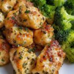 the easiest air fryer chicken bites and broccoli for busy weeknights featured