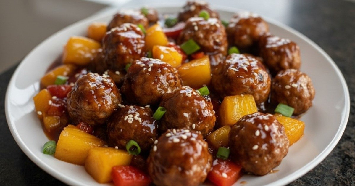 The Easiest Crockpot Pineapple Teriyaki Meatballs Ever!