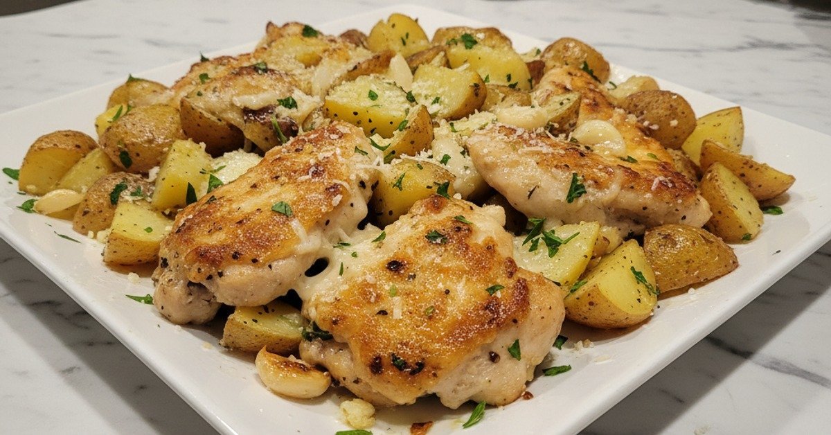 The Ultimate Garlic Parmesan Chicken and Potatoes Dinner
