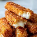 the easiest crispy effortless mozzarella sticks in air fryer featured