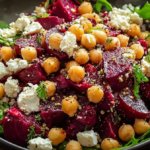 Chickpea Beet Feta Salad with Lemon Garlic Vinaigrette