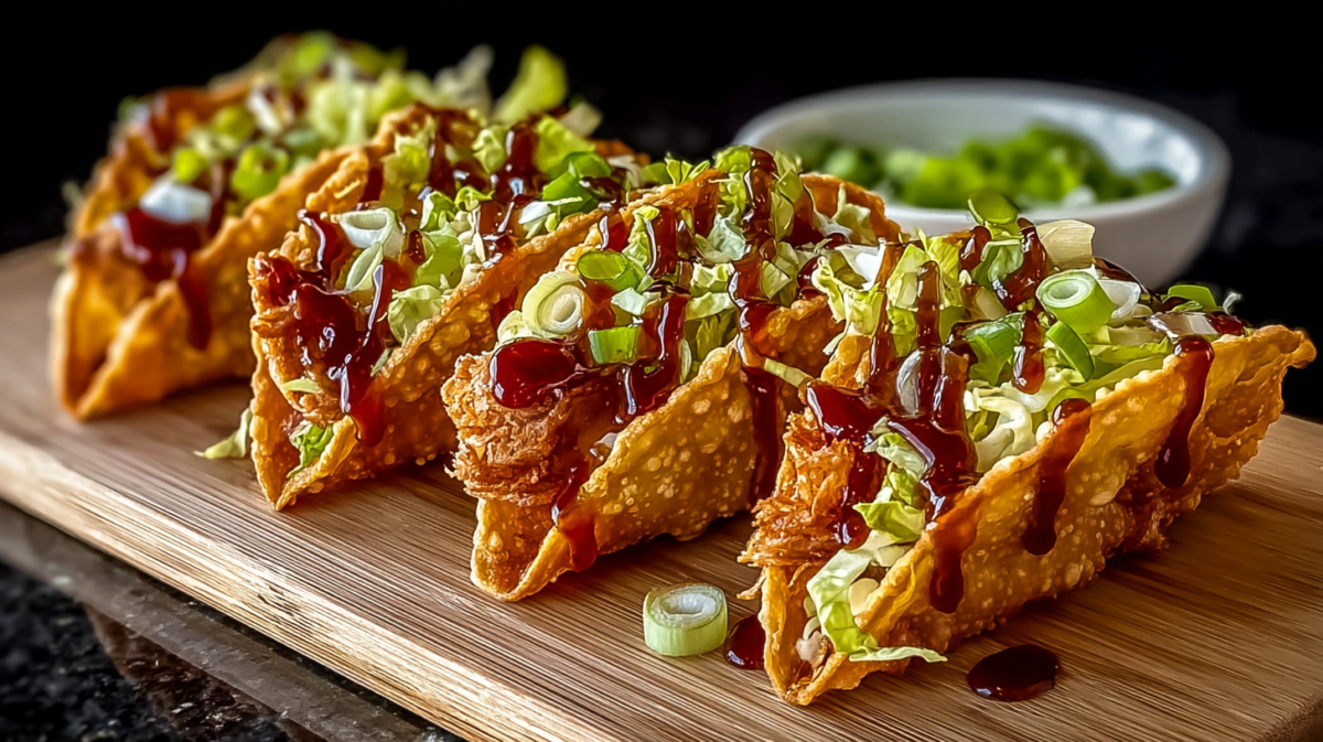 Crispy Chicken Wonton Tacos with Teriyaki Glaze You’ll Crave