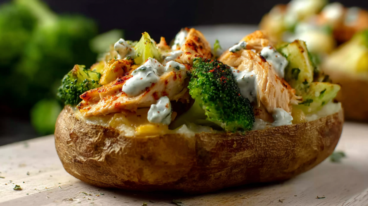 Savory Loaded Baked Potato with Chicken and Broccoli