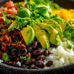 Taco Rice Bowl with Black Beans and Avocado
