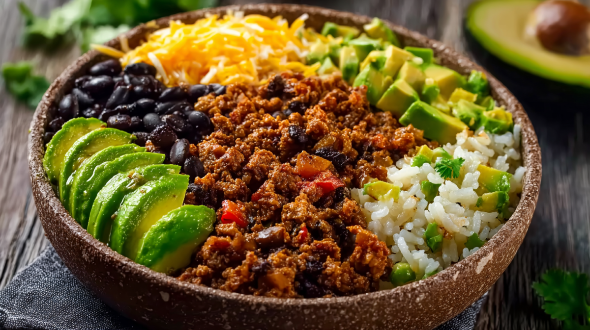 The Best Taco Rice Bowl with Black Beans You'll Crave Daily 4 Recipe image